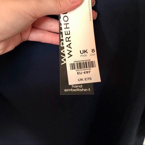 20% OFF🌟Warehouse Embellished Navy Shift Dress - Picture 3 of 10